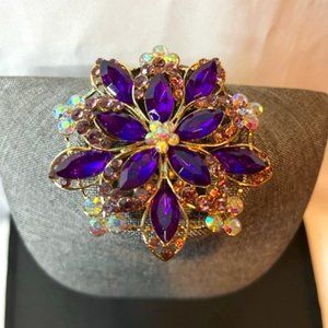 Purple Pearl and Bling Costume Brooch